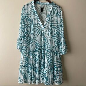 NWOT Coco Reef Blue and White Leaf Print Swim Coverup 👙🩵🏝️🤩